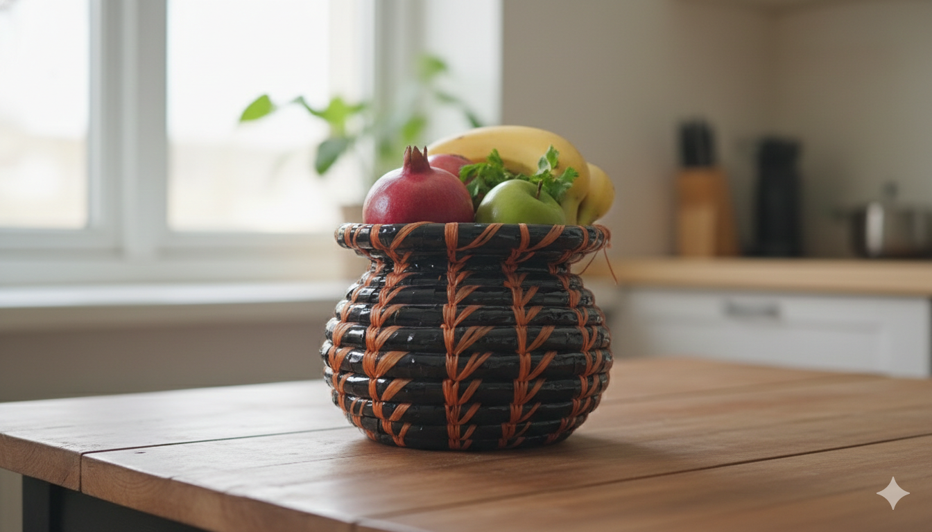 Hand-Woven Decorative Artisan Vase & Basket