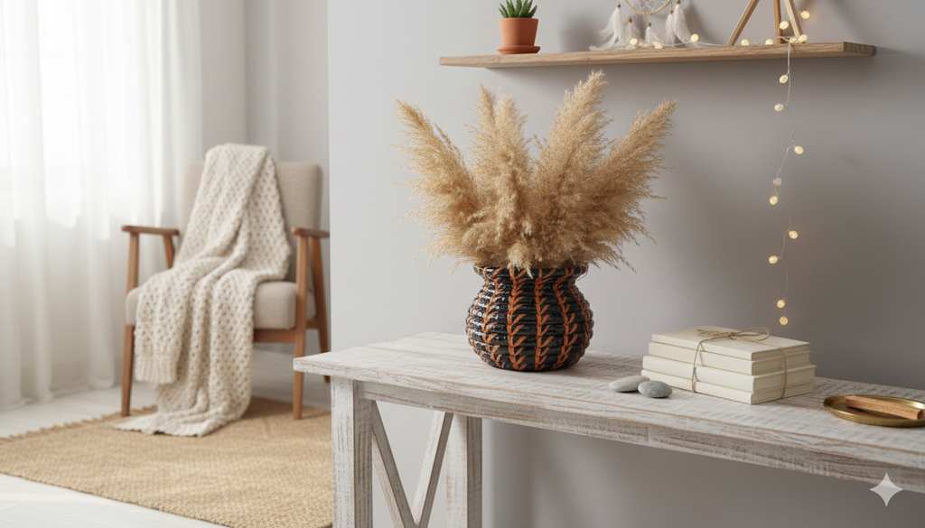 Hand-Woven Decorative Artisan Vase & Basket