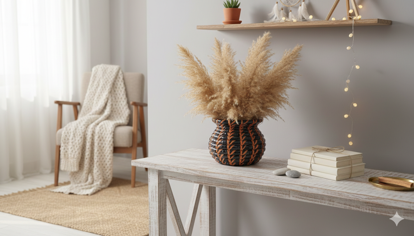 Hand-Woven Decorative Artisan Vase & Basket