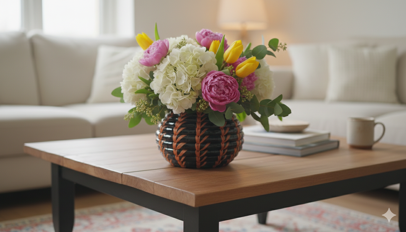 Hand-Woven Decorative Artisan Vase & Basket